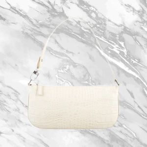 BY FAR Rachel Cream Croco Embossed Leather